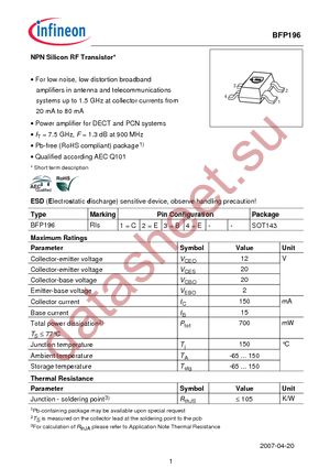 BFP 196R E6327 datasheet  